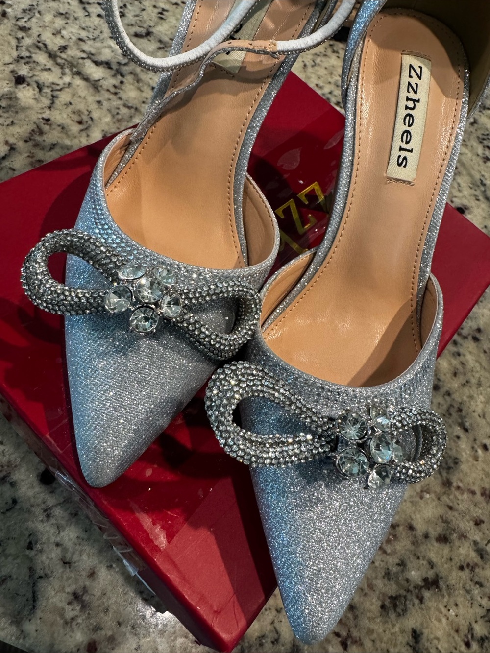 Heels sparkly rhinestones bow heels 6.5
